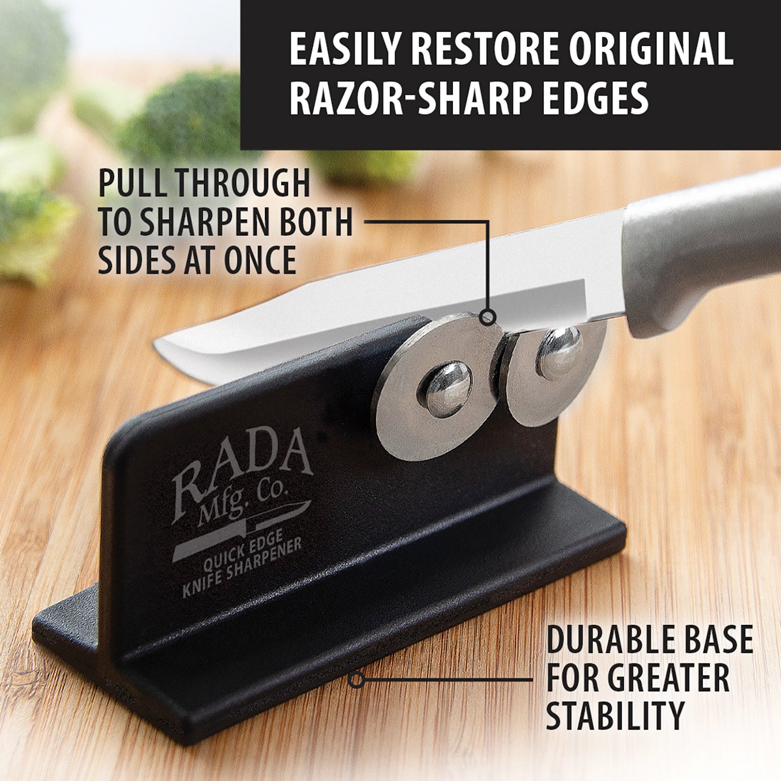 Rada Cutlery Quick Edge Knife Sharpener Stainless Steel Wheels