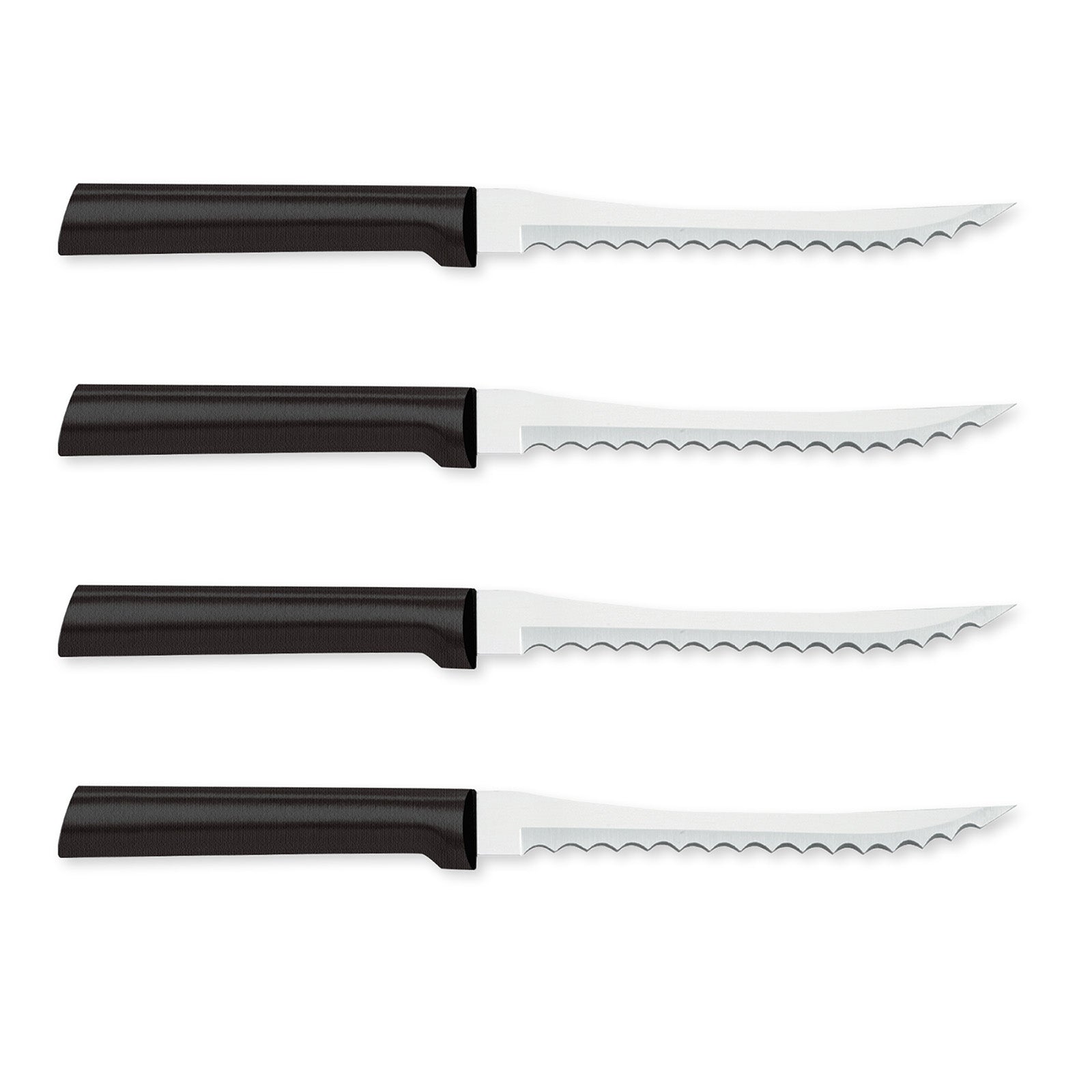 Rada Cutlery 5-Inch Tomato Slicer Stainless Steel Serrated Blade, Set of 4, Silver Handles