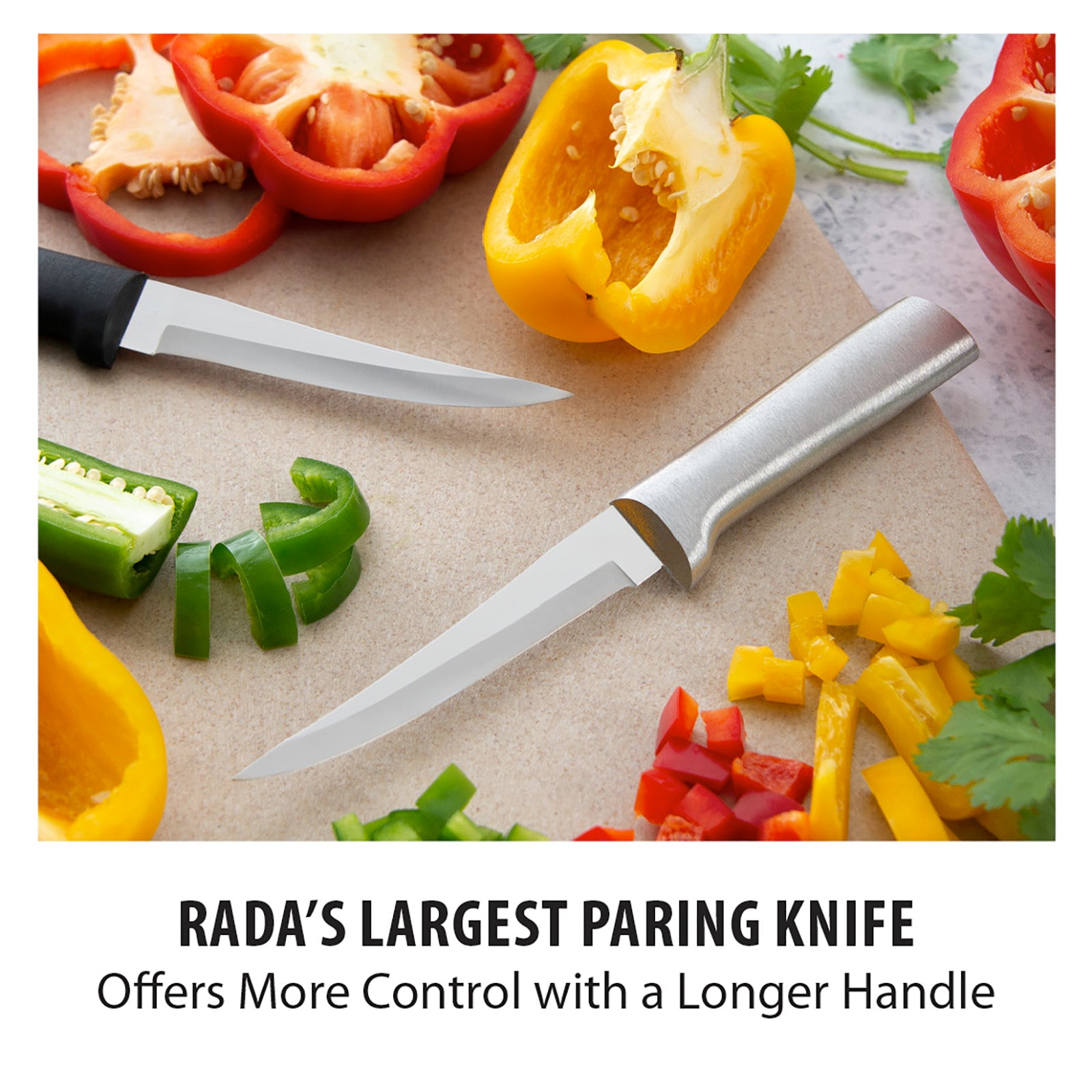 Rada Cutlery 4.375-Inch Super Parer Set of 2, Silver Handles & Quick Edge Knife Sharpener