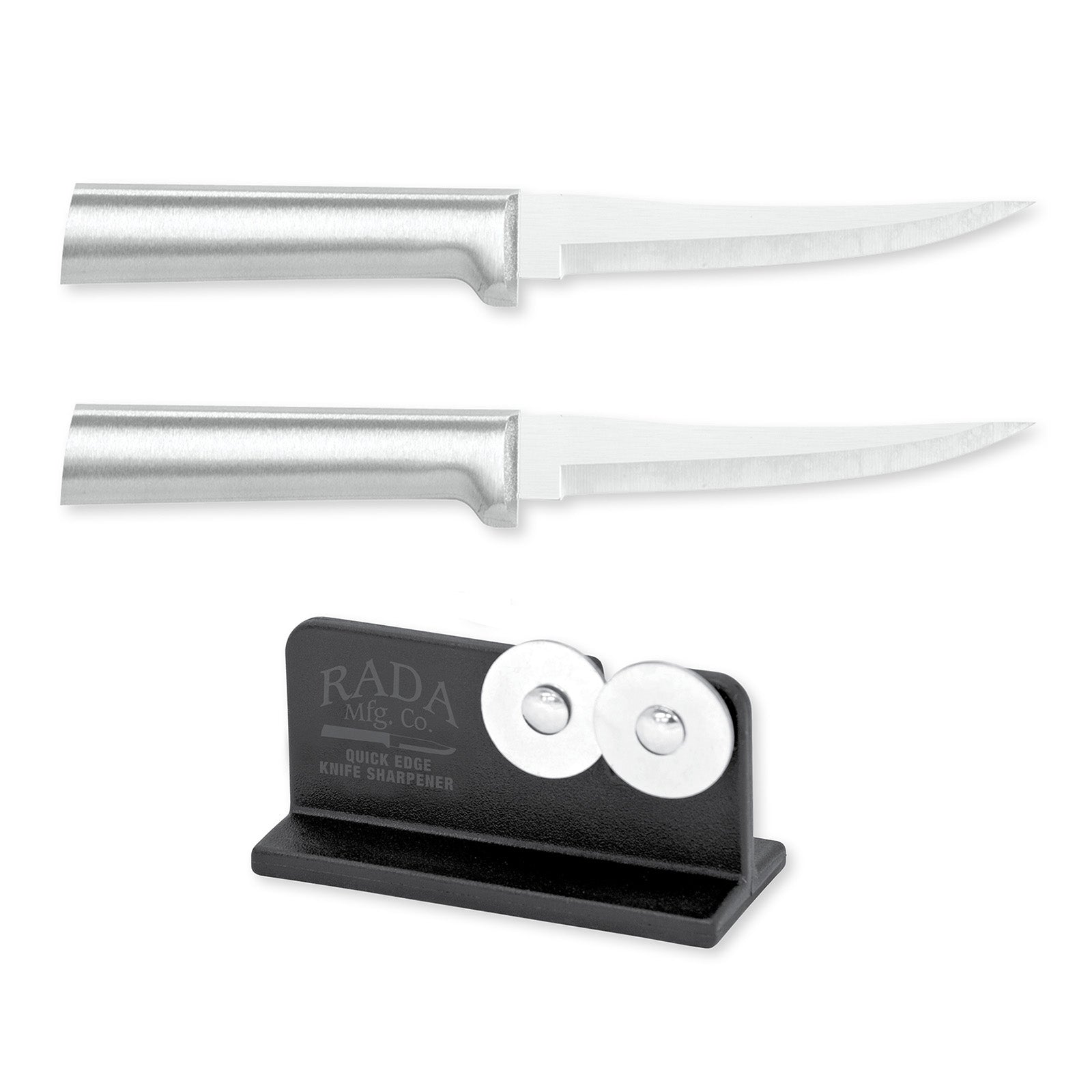 Rada Cutlery 4.375-Inch Super Parer Set of 2, Silver Handles & Quick Edge Knife Sharpener