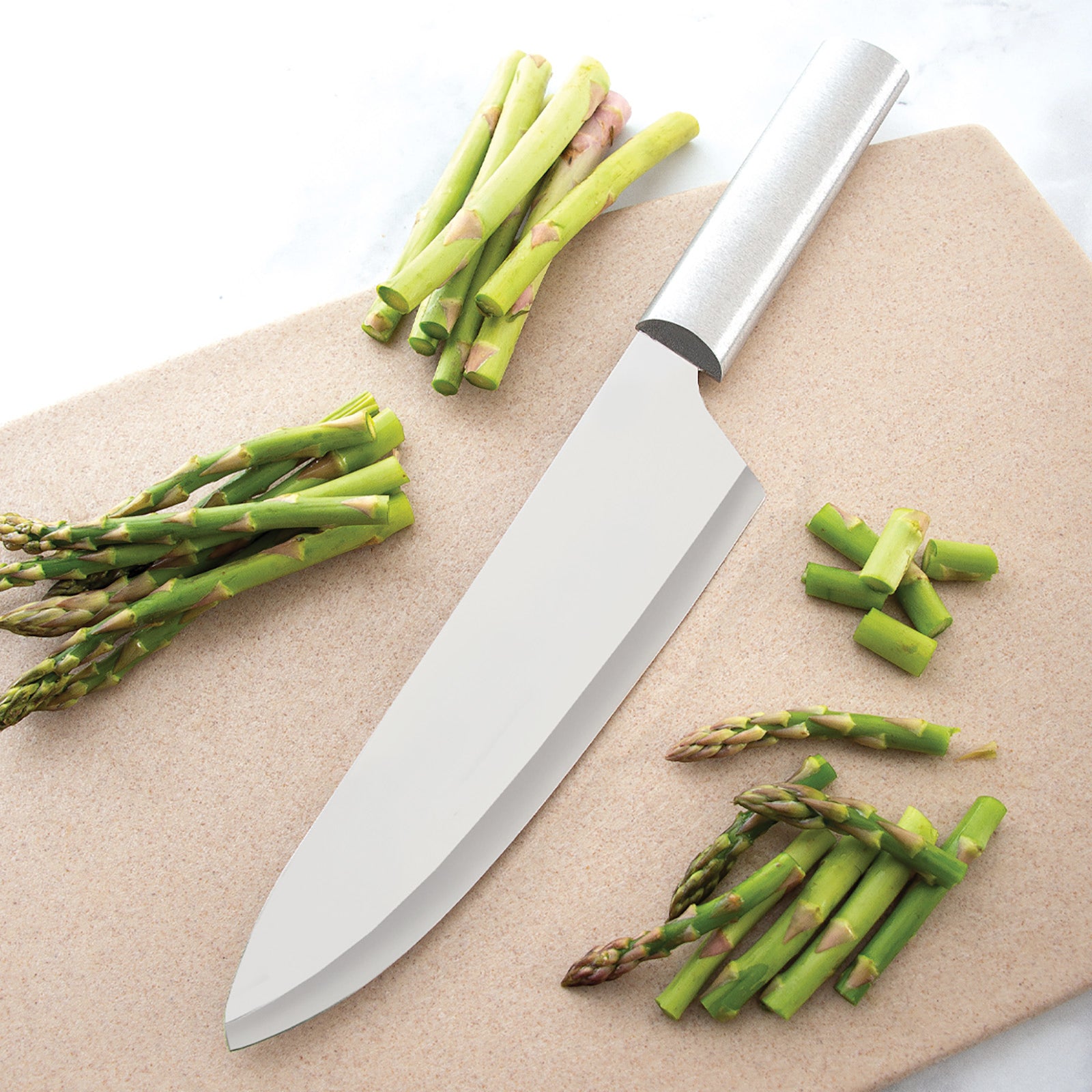 Rada Cutlery 8.5-Inch French Chef Knife, 5.25 Inch Chef's Dicer Knife, Silver Handles & Quick Edge Knife Sharpener