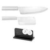 Rada Cutlery 8.5-Inch French Chef Knife, 5.25 Inch Chef's Dicer Knife, Silver Handles & Quick Edge Knife Sharpener