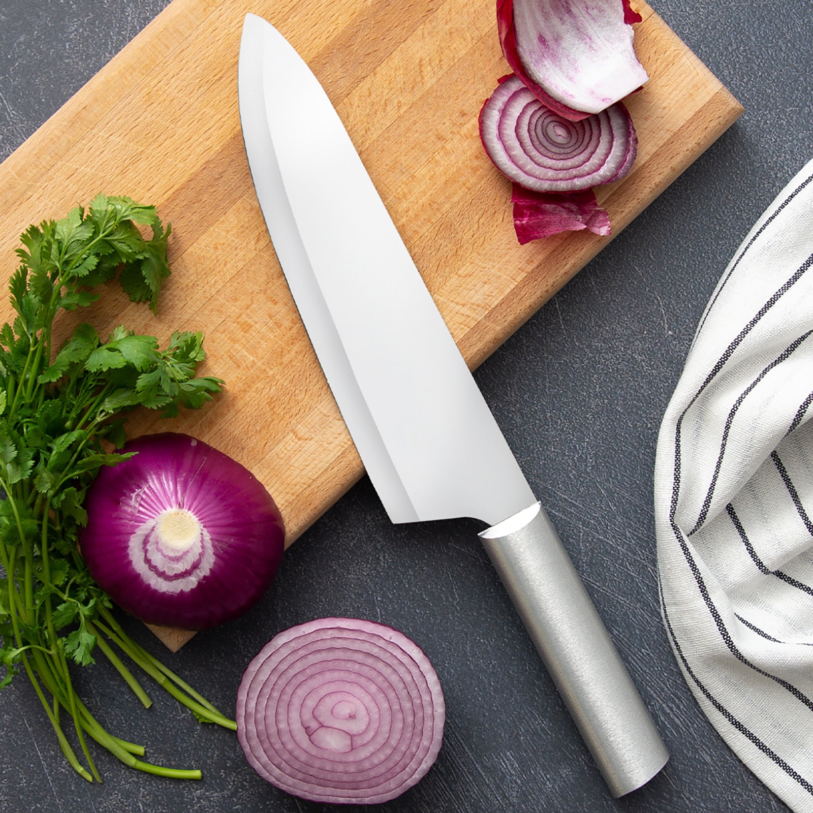 Rada Cutlery 8.5-Inch French Chef Knife Set of 2, Silver Handles & Quick Edge Knife Sharpener