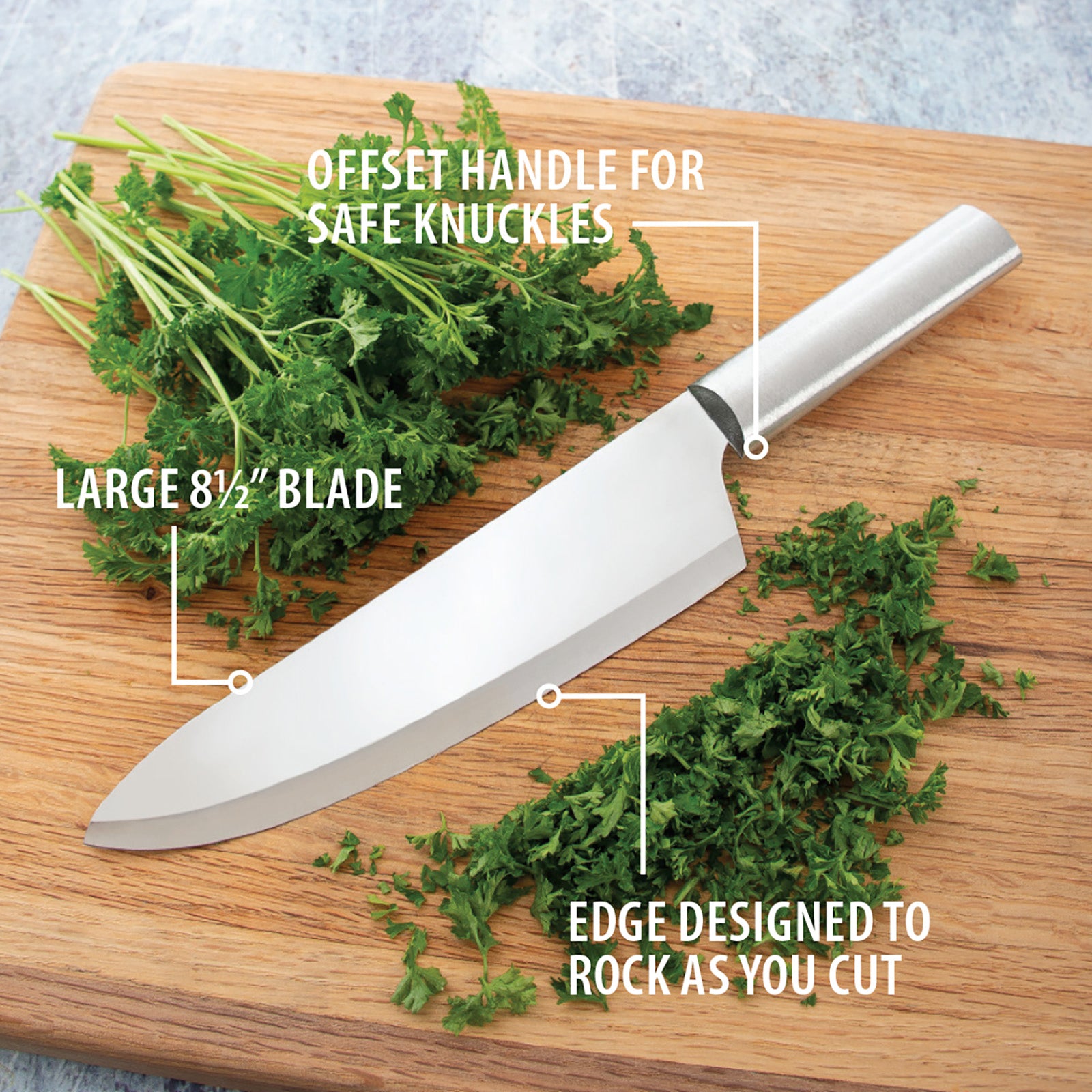Rada Cutlery 8.5-Inch French Chef Knife Set of 2, Silver Handles & Quick Edge Knife Sharpener