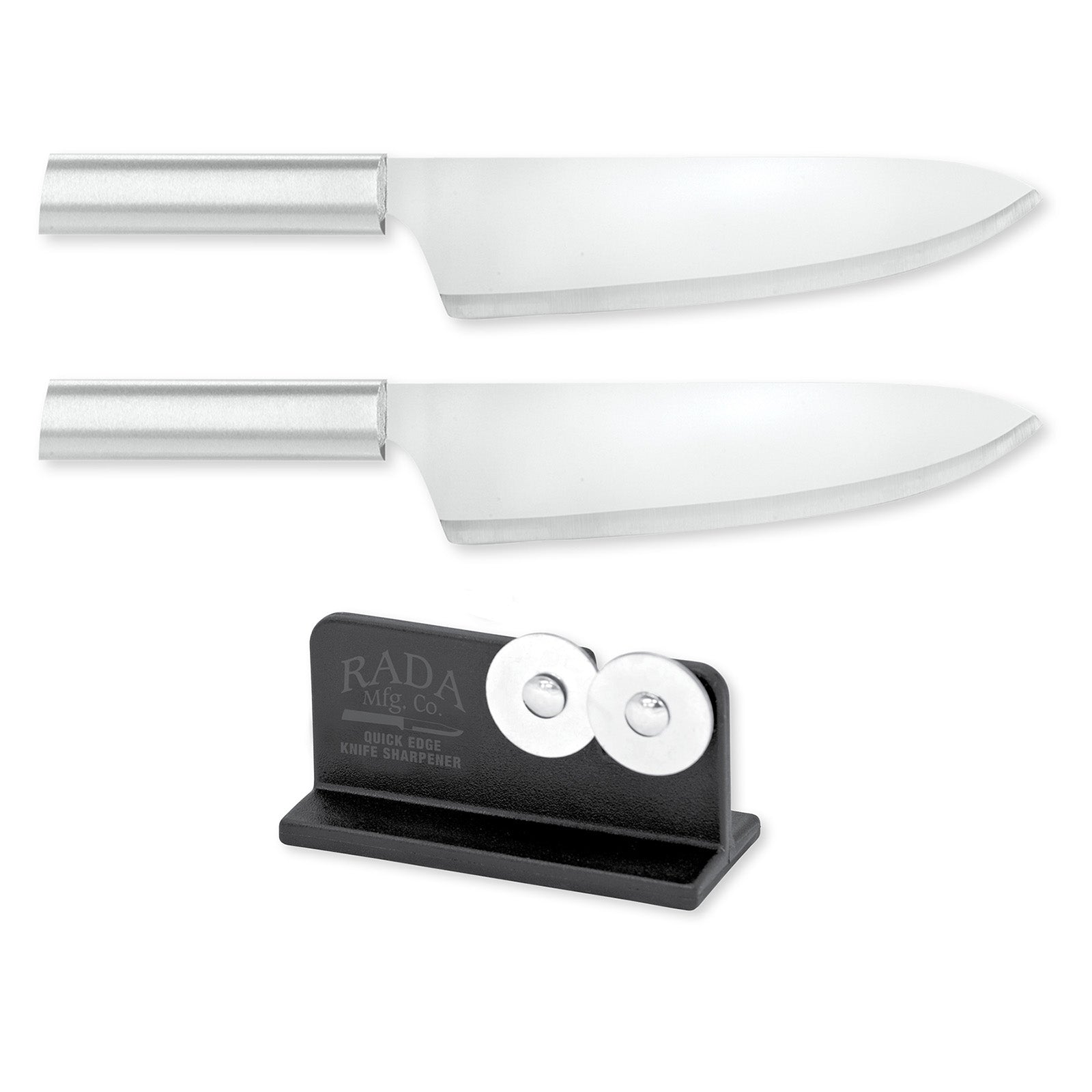 Rada Cutlery 8.5-Inch French Chef Knife Set of 2 & Quick Edge Knife Sharpener