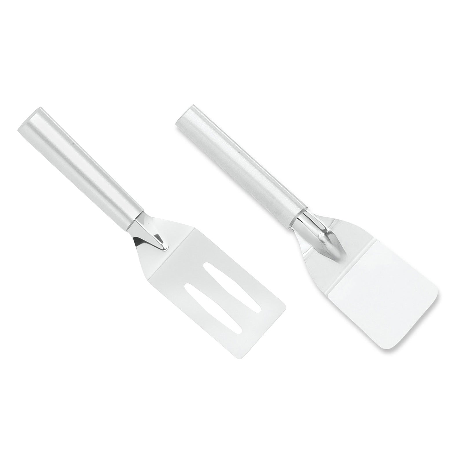 Rada Cutlery 2-Inch Mini Server Solid Turner Spatula & 3.375-Inch Slotted Turner Spatula, Silver Handles