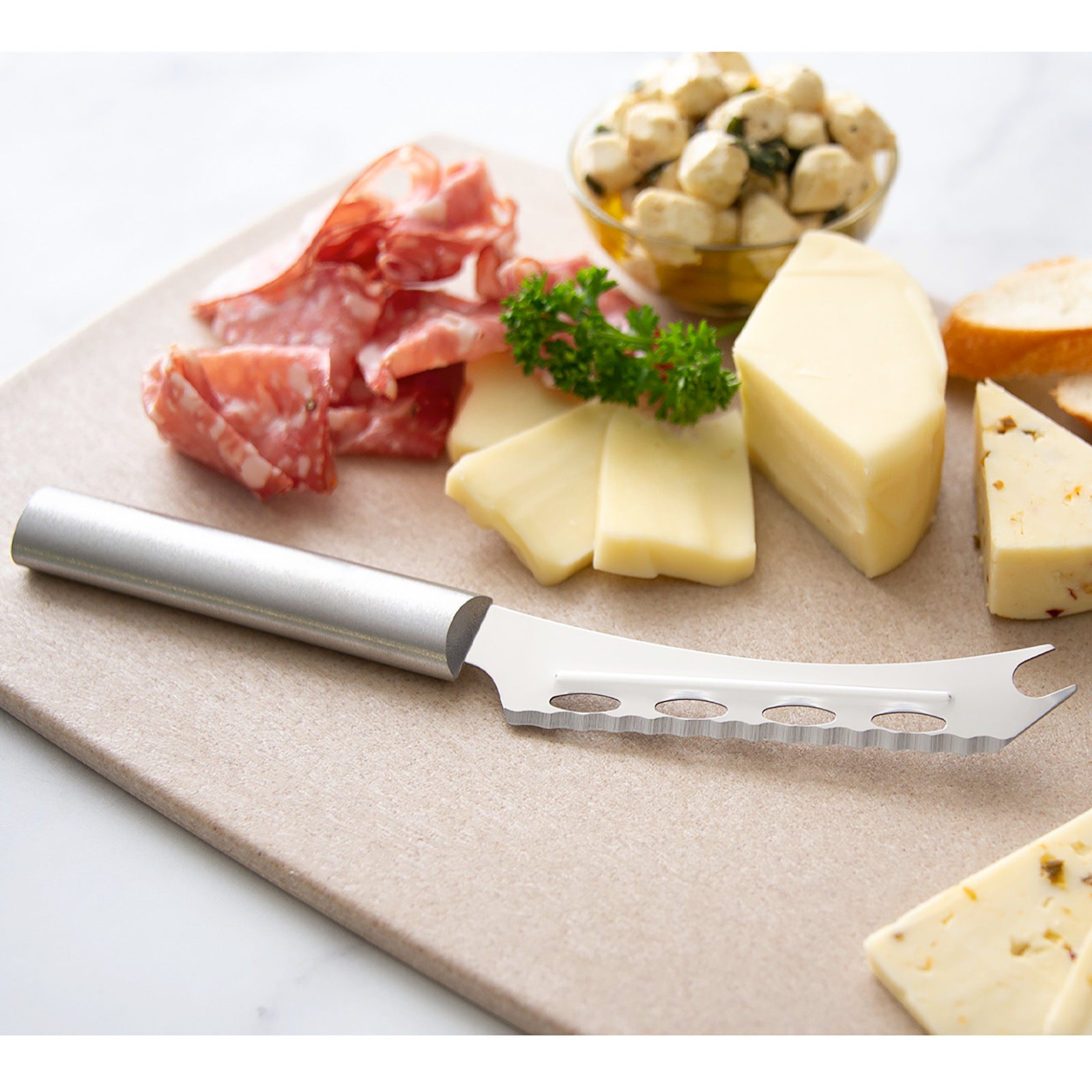 Rada Cutlery 5.25-Inch Cheese Knife Serrated Stainless Steel Blade, Aluminum Handle