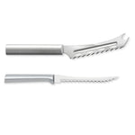 Rada Cutlery 5.25-Inch Cheese Knife & 5-Inch Tomato Slicer, Stainless Steel Serrated Blades