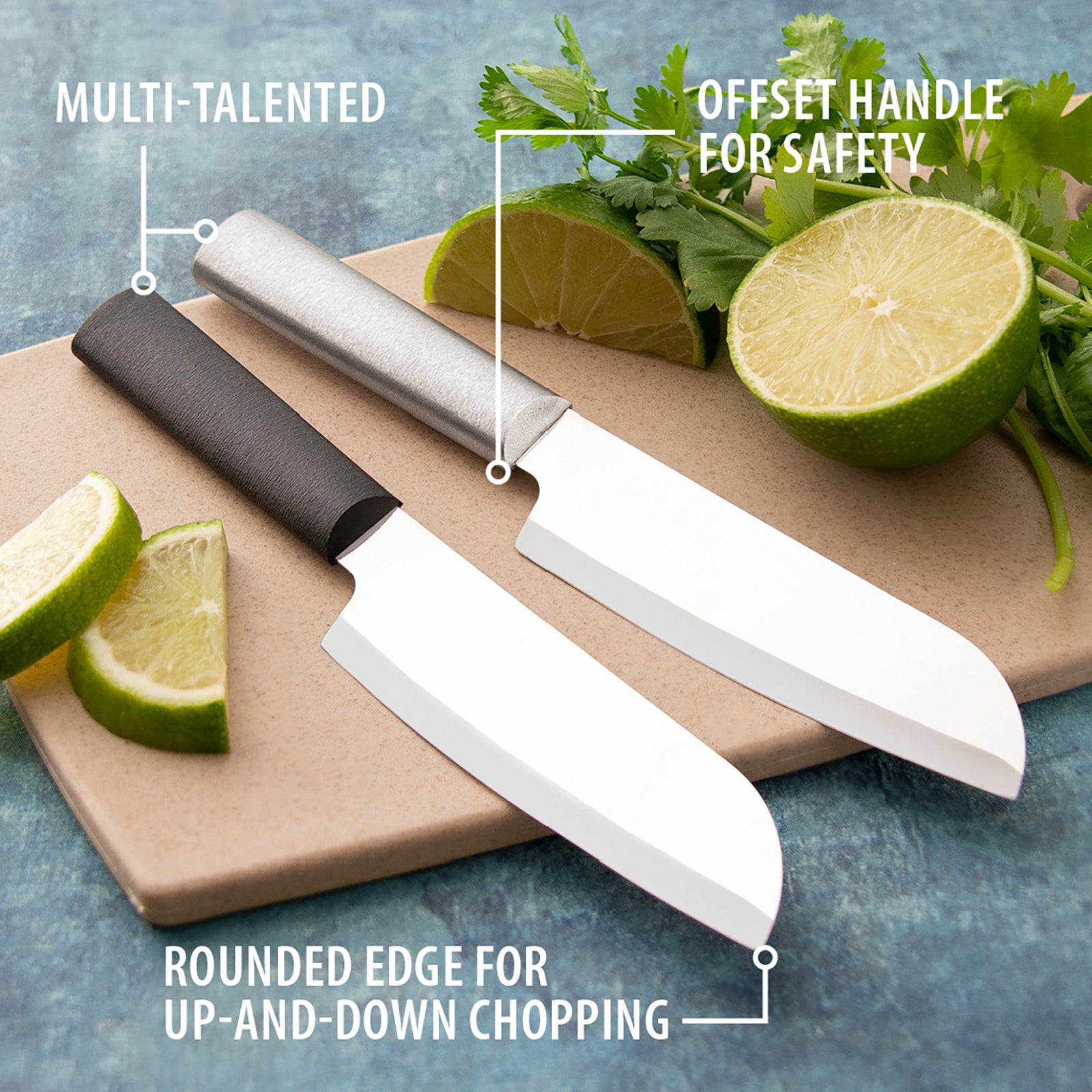 Rada Cutlery 4.75-Inch Cook's Utility Knife Set of 2, Silver Handles & Quick Edge Knife Sharpener