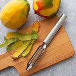 Rada Cutlery 2-Inch Deluxe Vegetable Peeler & 5-Inch Tomato Slicer Stainless Steel Serrated Blade, Silver Handles