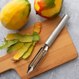 Rada Cutlery 2-Inch Deluxe Vegetable Peeler & 5-Inch Tomato Slicer Stainless Steel Serrated Blade, Silver Handles