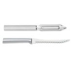 Rada Cutlery 2-Inch Deluxe Vegetable Peeler & 5-Inch Tomato Slicer Stainless Steel Serrated Blade, Silver Handles