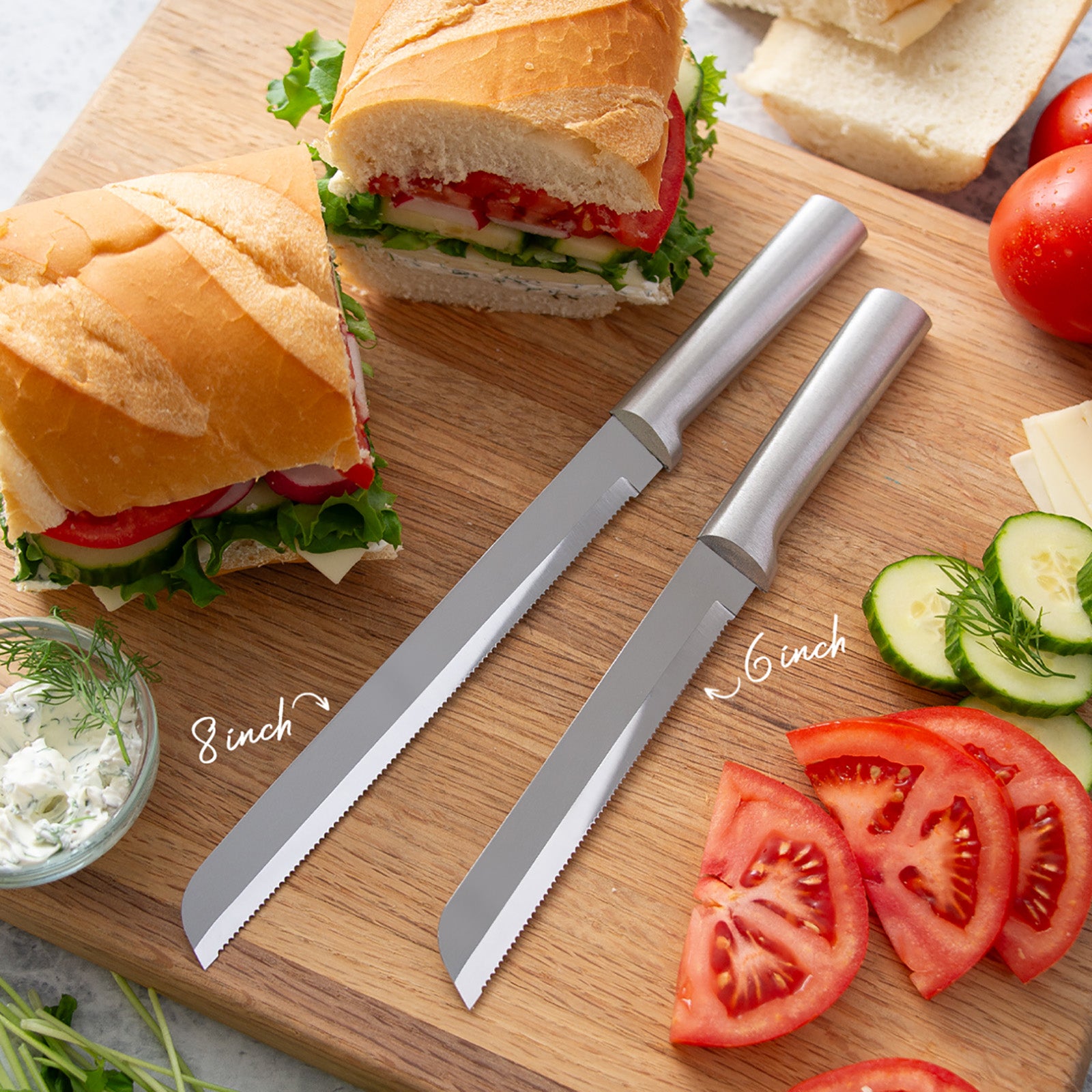 Rada Cutlery 8-Inch Bread Knife Stainless Steel Serrated Blade, Aluminum Handle