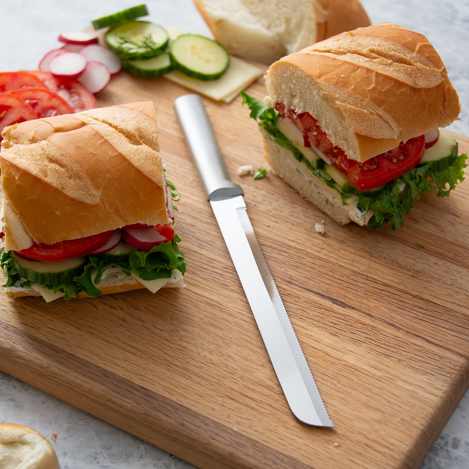 Rada Cutlery 8-Inch Bread Knife Stainless Steel Serrated Blade, Aluminum Handle