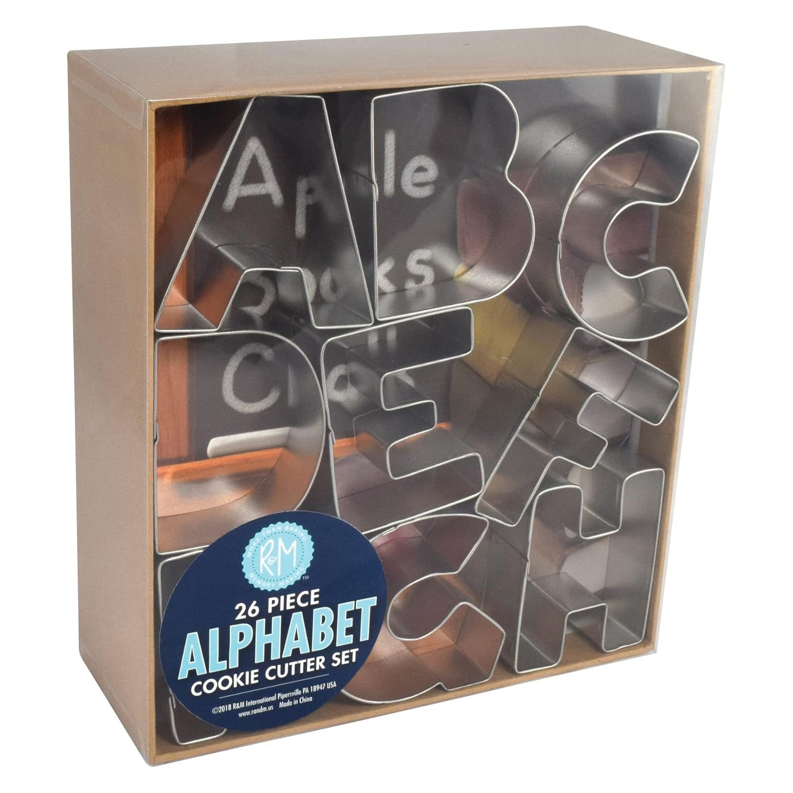R&M International 3-Inch Alphabet 26 Piece Cookie Cutter Set with Gift Box