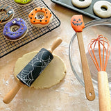 R&M International Spooky Halloween 3 Piece Mini Baking Set with Spatula, Rolling Pin, and Whisk