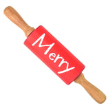 R&M International Christmas 3 Piece Mini Baking Set with Spatula, Rolling Pin, and Whisk