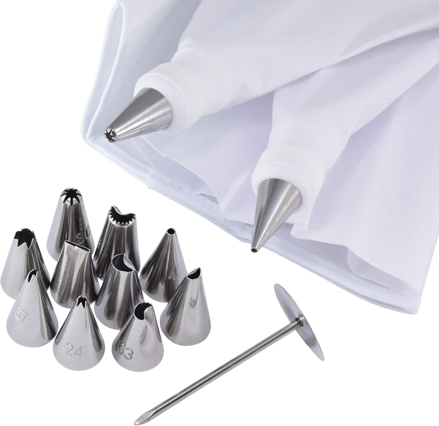 R&M International 17 Piece Icing Set with 12 Tips, Piping Bags, and 2 Couplers