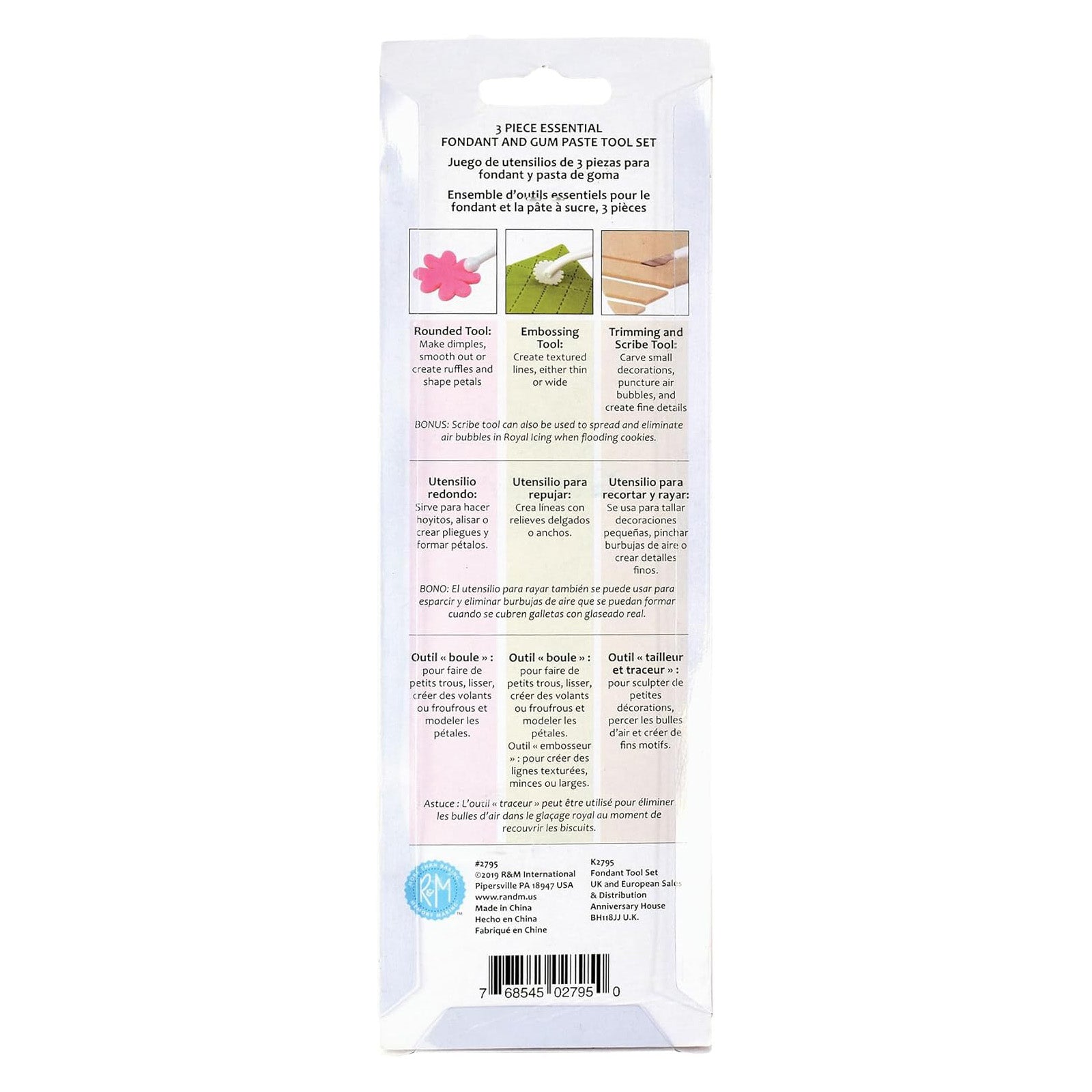 R&M International Fondant Tools, 3 Piece Set