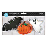 R&M International Halloween 3 Piece Cookie Cutter Set with Bat, Pumpkin, and Ghost, Polyresin Coated
