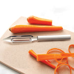 Rada 3 Piece Paring Knives Galore Set & 1.75-Inch Swivel Vegetable Peeler, Silver Handles