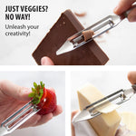 Rada 3 Piece Paring Knives Galore Set & 1.75-Inch Swivel Vegetable Peeler, Silver Handles