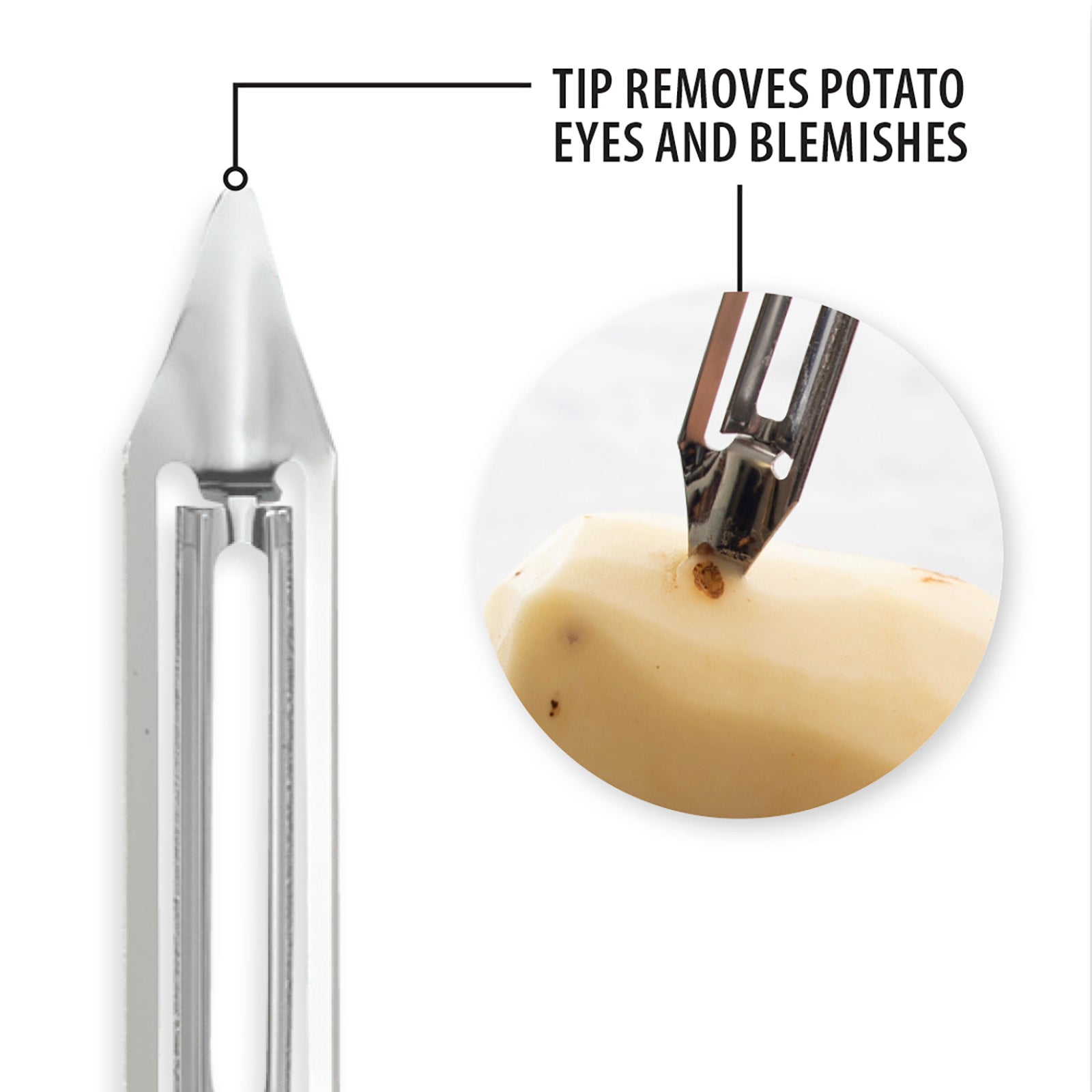 Rada 3 Piece Paring Knives Galore Set & 1.75-Inch Swivel Vegetable Peeler, Silver Handles