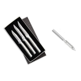 Rada 3 Piece Paring Knives Galore Set & 1.75-Inch Swivel Vegetable Peeler, Silver Handles