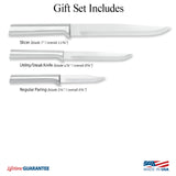 Rada 3 Piece Housewarming Knife Gift Set, Silver Handles