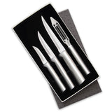 Rada 4 Piece Meal Prep Knife Set in Gift Box, Silver Handles
