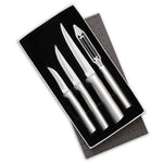 Rada 4-Piece Meal Prep Knife Set in Gift Box, Silver Handles