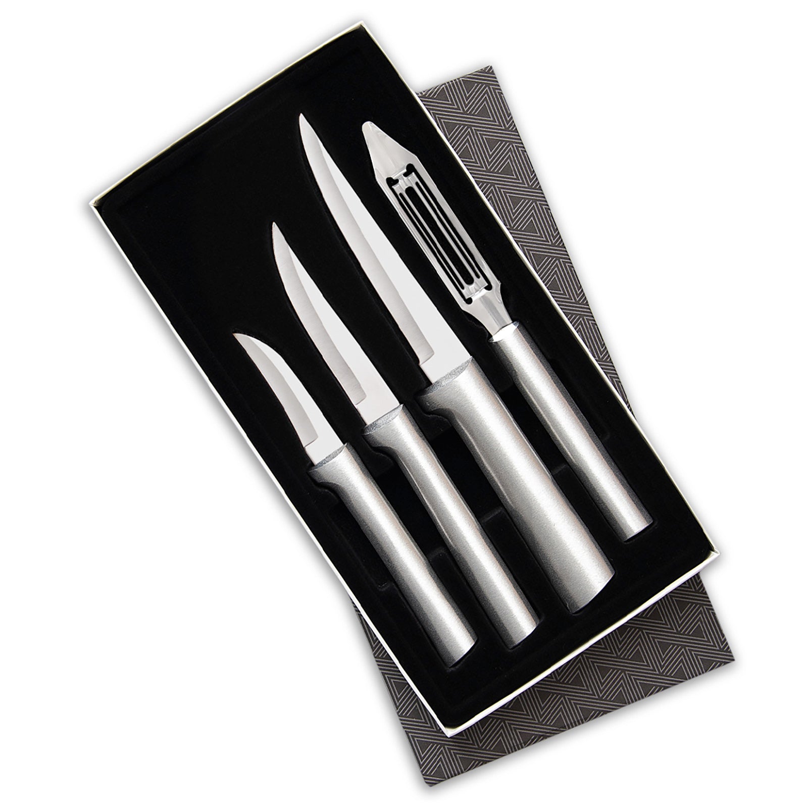 Rada 4-Piece Meal Prep Knife Set in Gift Box, Silver Handles