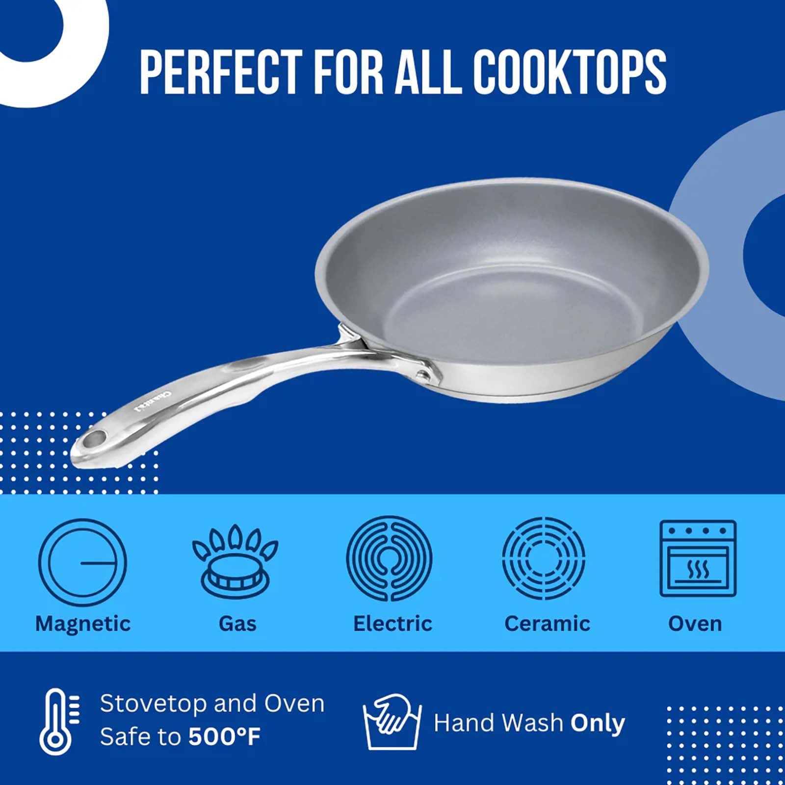 Chantal Induction 21 Ceramic Coated Fry Pan Set, 8-inch & 10-inch, Stainless