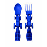 Constructive Eating Set of 2 Tractor Utensils for Kids and Toddlers, Blue, 1 Pack