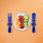 Constructive Eating Set of 2 Tractor Utensils for Kids and Toddlers, Blue, 1 Pack