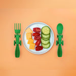 Constructive Eating Set of 2 Tractor Utensils for Kids and Toddlers, Green, 2 Pack