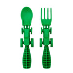 Constructive Eating Set of 2 Tractor Utensils for Kids and Toddlers, Green, 2 Pack