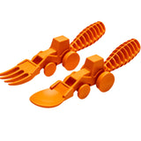 Constructive Eating Set of 2 Tractor Utensils for Kids and Toddlers, Green and Orange, 2 Pack