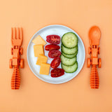 Constructive Eating Set of 2 Tractor Utensils for Kids and Toddlers, Green and Orange, 2 Pack