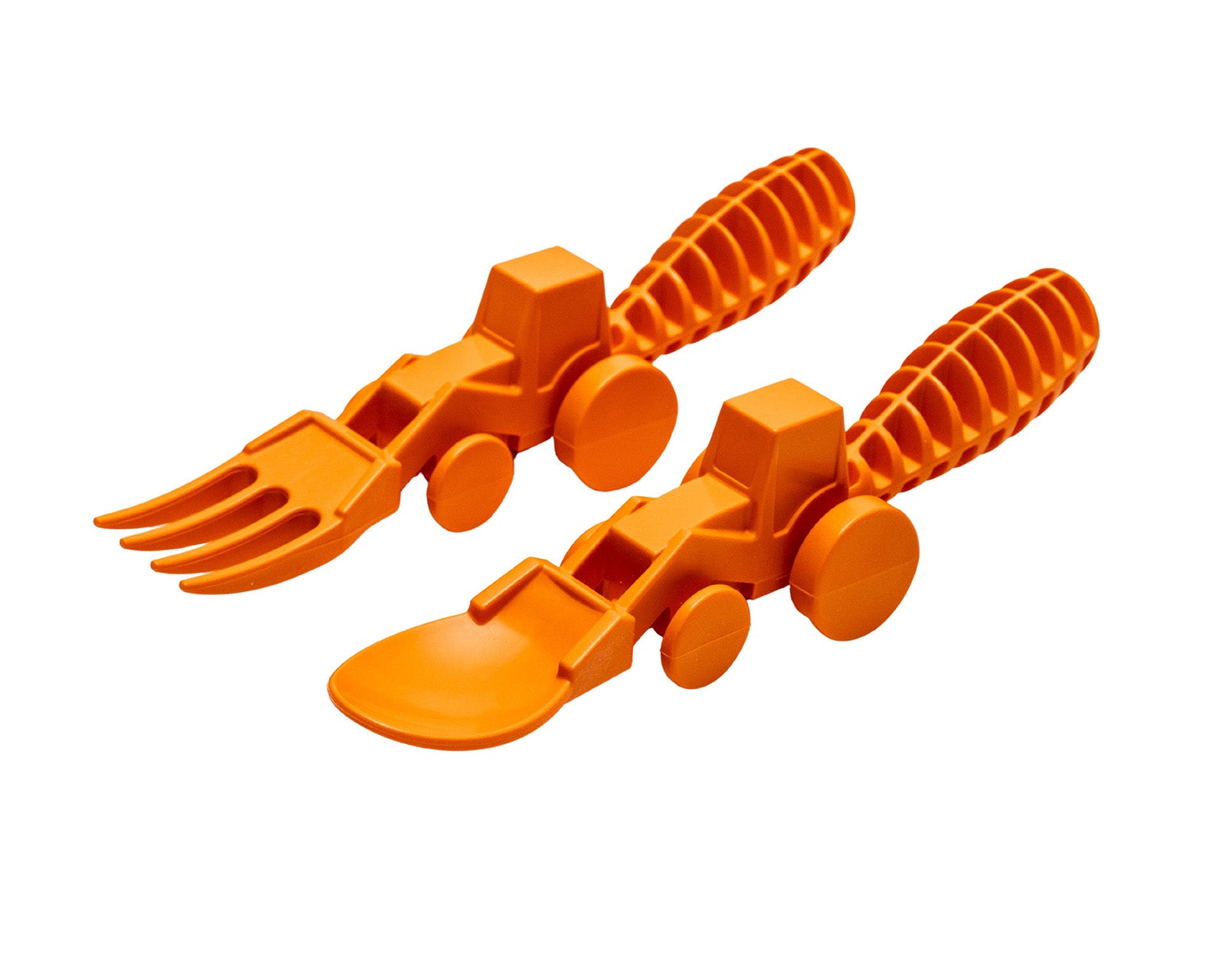 Constructive Eating Set of 2 Tractor Utensils for Kids and Toddlers, Orange, 2 Pack