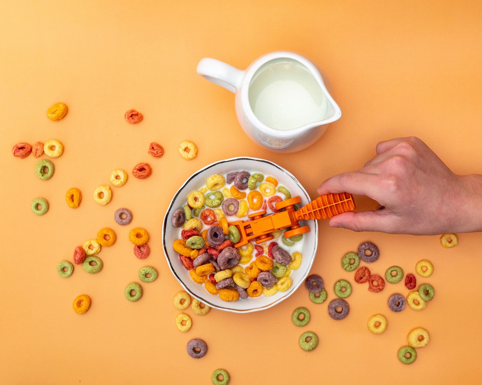 Constructive Eating Set of 2 Tractor Utensils for Kids and Toddlers, Orange, 2 Pack