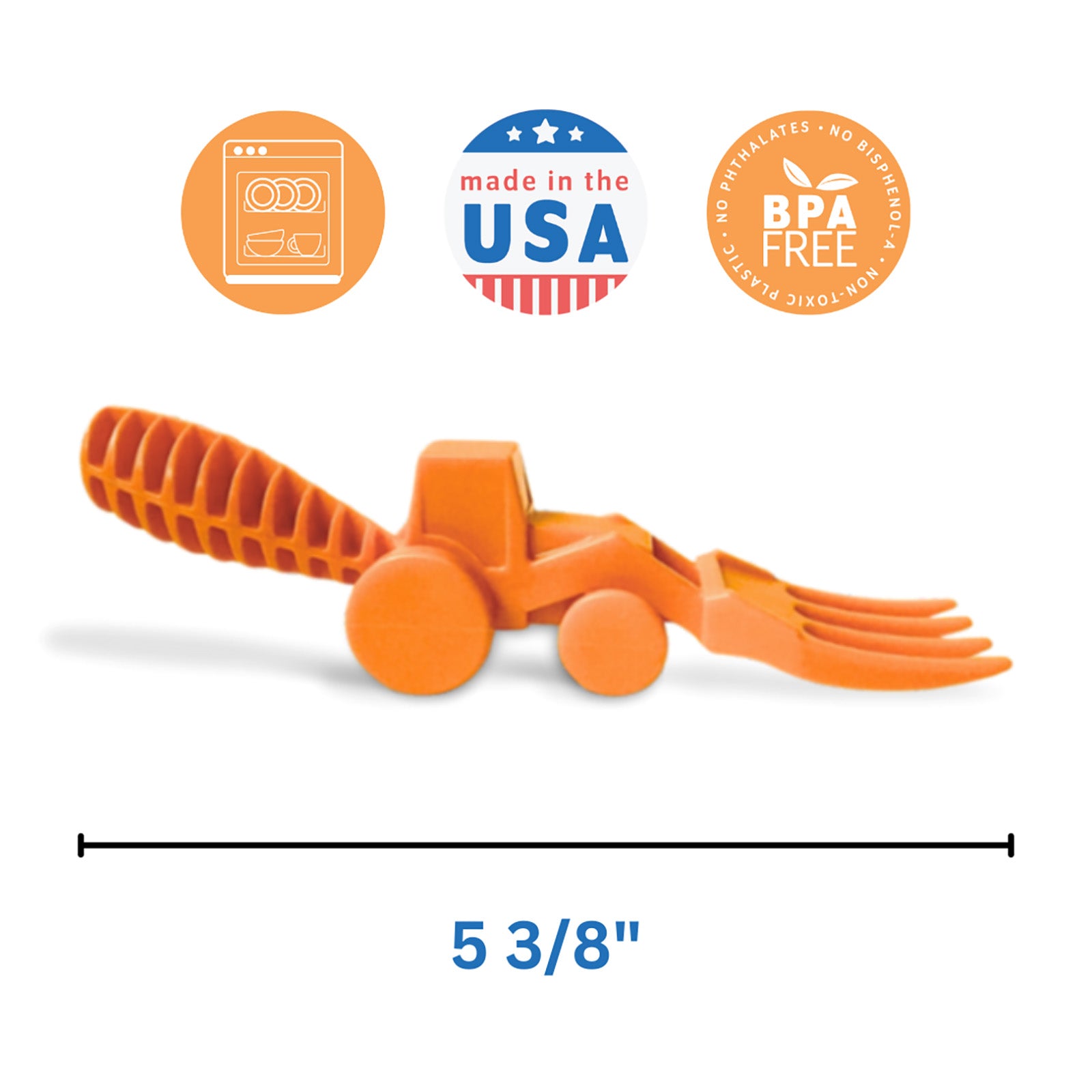 Constructive Eating Set of 2 Tractor Utensils for Kids and Toddlers, Orange, 2 Pack