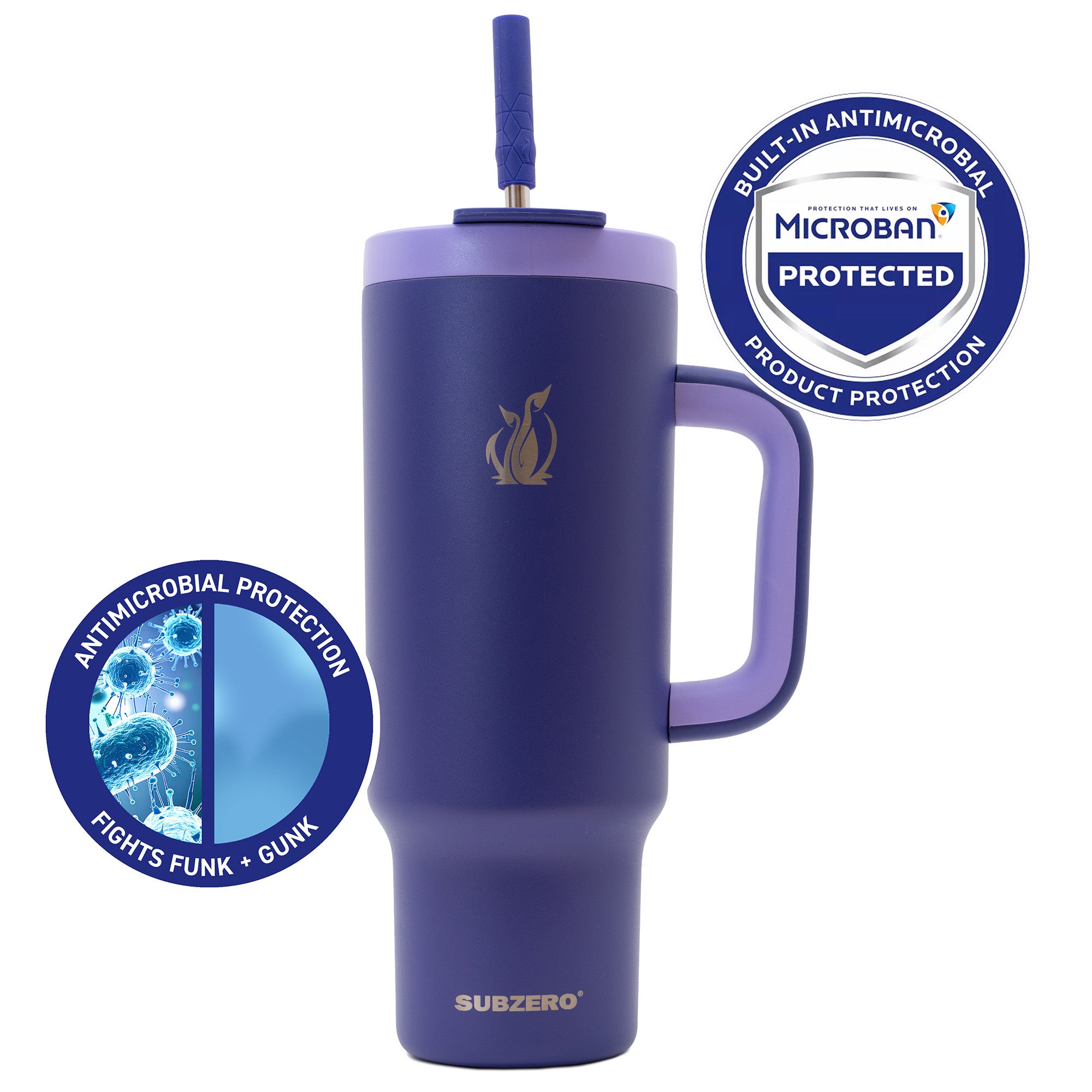 SUBZERO® CHILL’N 40 Ounce Imperial Tumbler with Straw and Handle, Copper Lined Stainless Steel, Vacuum Insulated