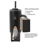 SUBZERO® CHILL’N 40 Ounce Caviar Tumbler with Straw and Handle, Copper Lined Stainless Steel, Vacuum Insulated