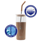 SUBZERO® Iced 22 Ounce Mocha Tumbler with Glass Inner and Straw, Copper Lined Stainless Steel, Vacuum Insulated