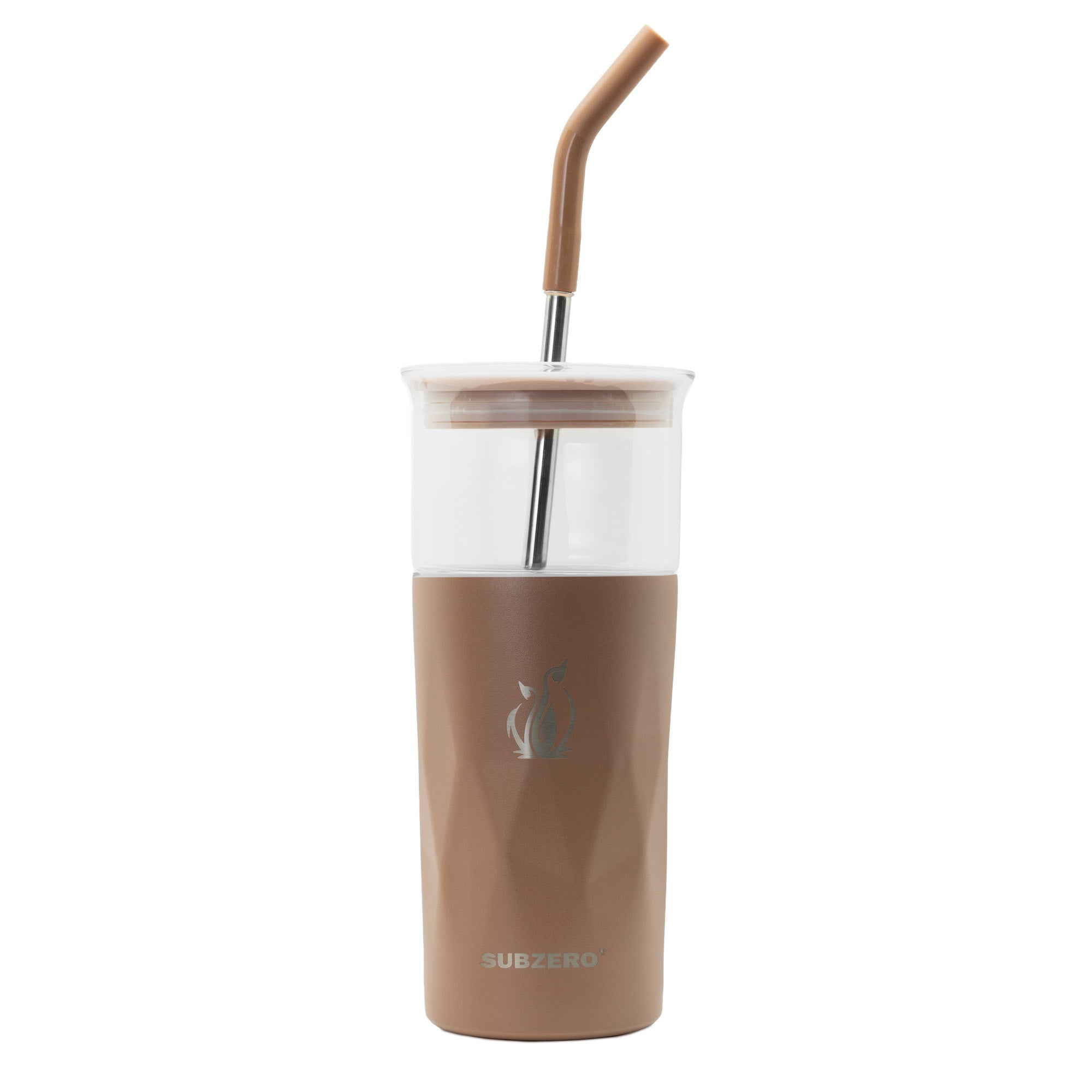 SUBZERO® Iced 22 Ounce Mocha Tumbler with Glass Inner and Straw, Copper Lined Stainless Steel, Vacuum Insulated