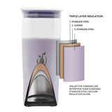 SUBZERO® Iced 22 Ounce Huckleberry Tumbler with Glass Inner and Straw, Copper Lined Stainless Steel, Vacuum Insulated