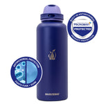 SUBZERO® DUO 64 Ounce Imperial Water Bottle with Straw and Flip Up Handle, Copper Lined Stainless Steel, Leak Proof