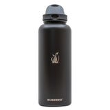 SUBZERO® DUO 64 Ounce Caviar Water Bottle with Straw and Flip Up Handle, Copper Lined Stainless Steel, Leak Proof