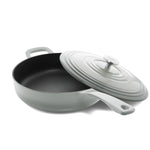 Chantal 5 qt. Round Cast-Iron Saute Skillet w/ Lid, Fade Gray